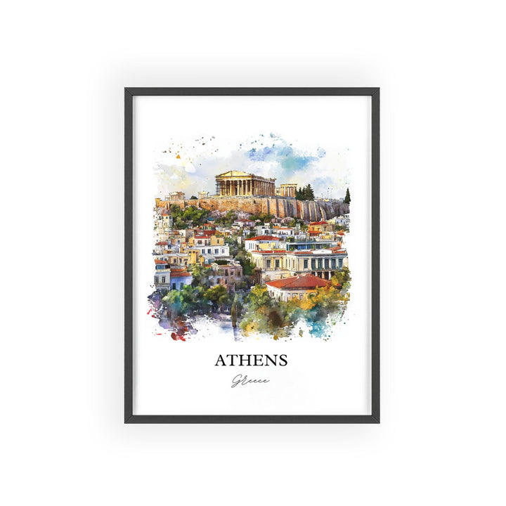 Athens Greece Wall Art, Athens Greece Print, Greece Watercolor Art, Athens Greece Gift, Travel Print, Travel Poster, Housewarming Gift
