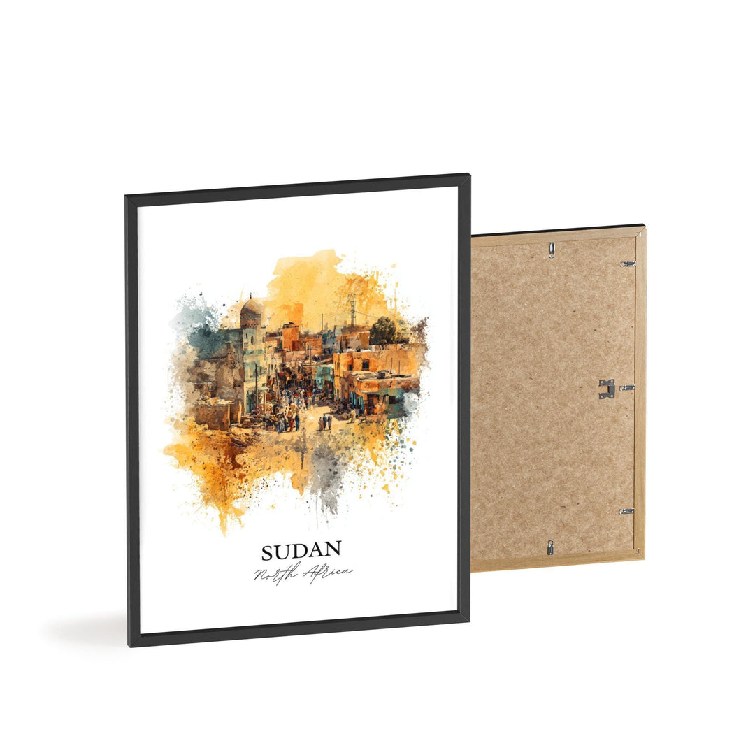 Sudan Wall Art, Sudan Print, Sudan Watercolor Art, Sudan Africa Gift, Travel Print, Travel Poster, Housewarming Gift