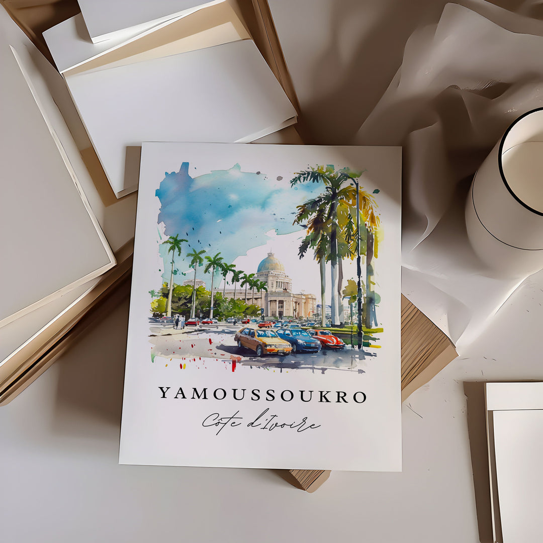 Yamoussoukro wall art - Ivory Coast, Yamoussoukro print, Ivory Coast Wedding gift, Birthday present, Custom Text, Perfect Gift