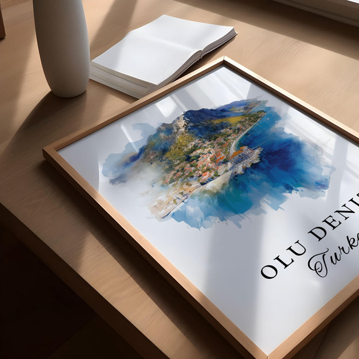 Olu Deniz Turkey wall art - Turkey, Olu Deniz poster, Ölüdeniz Wedding gift, Birthday present, Custom Text, Personalised Gift