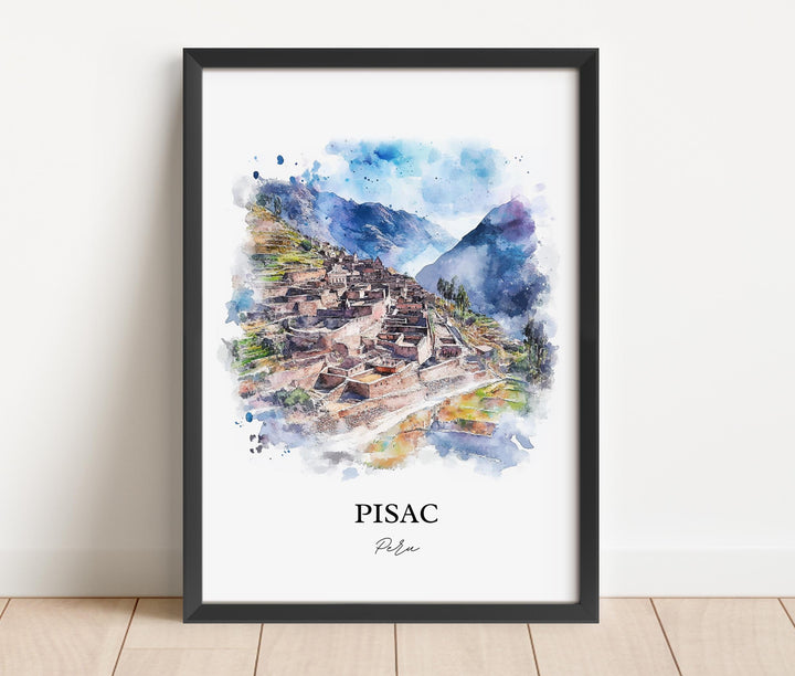 Pisac Peru Wall Art, Sacred Valley Region Peru Print, Peru Watercolor Art, Pisac Peru Gift, Travel Print, Travel Poster, Housewarming Gift