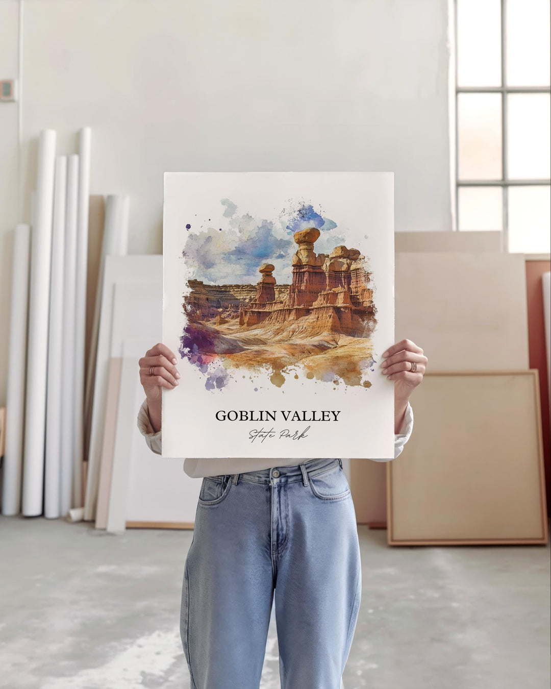 Goblin Valley State Park Art, Emery County Print, Utah Watercolor, Goblin Valley Park Gift, Travel Print, Travel Poster, Housewarming Gift
