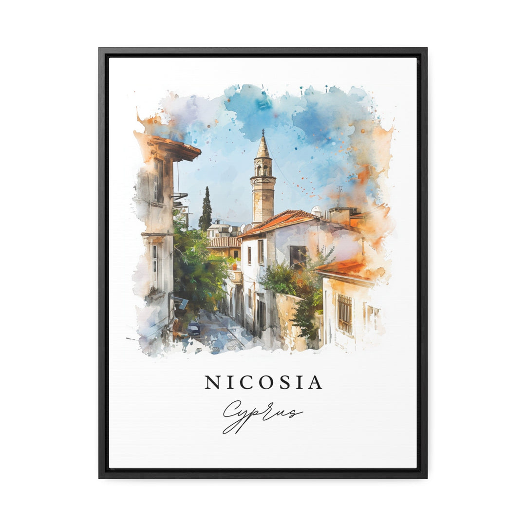 Nicosia watercolor travel art - Cyprus, Nicosia print, Wedding gift, Birthday present, Custom Text, Perfect Gift