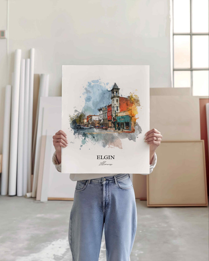 Elgin, Illinois – Watercolor Art Print
