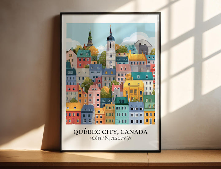 Quebec City Art, Quebec City Retro Travel Art, Quebec Home Decor, Quebec Gift, Canada Travel Art, Travel Prints, Housewarming Gift