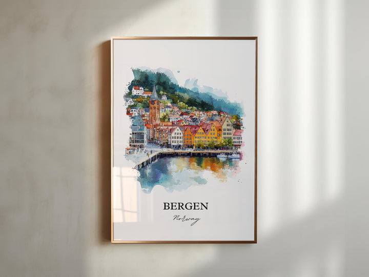 Bergen, Norway – Watercolor Art Print