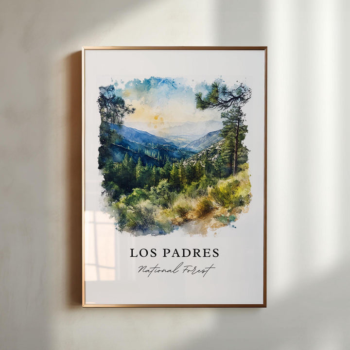 Los Padres National Forest Art, Solvang CA Print, Santa Barbara Watercolor, Los Padres Gift,