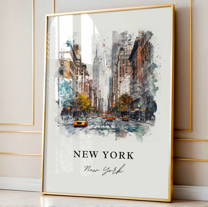 New York City Wall Art, NYC Print, Manhattan Watercolor Art, NYC Art Gift,
