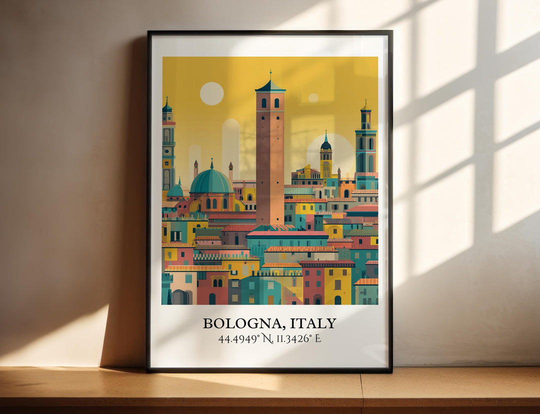 Bologna Italy Art, Bologna Retro Travel Art, Bologna Home Decor, Bologna Italy Gift, Italy Travel Art, Travel Prints, Housewarming Gift