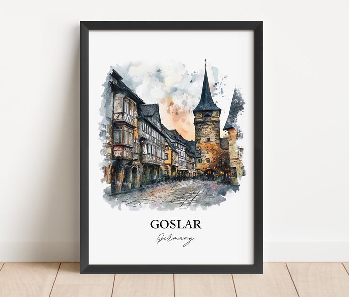 Goslar Germany Wall Art, Harz Mountains Print, Germany Watercolor Art, Goslar Gift, Travel Print, Travel Poster, Housewarming Gift