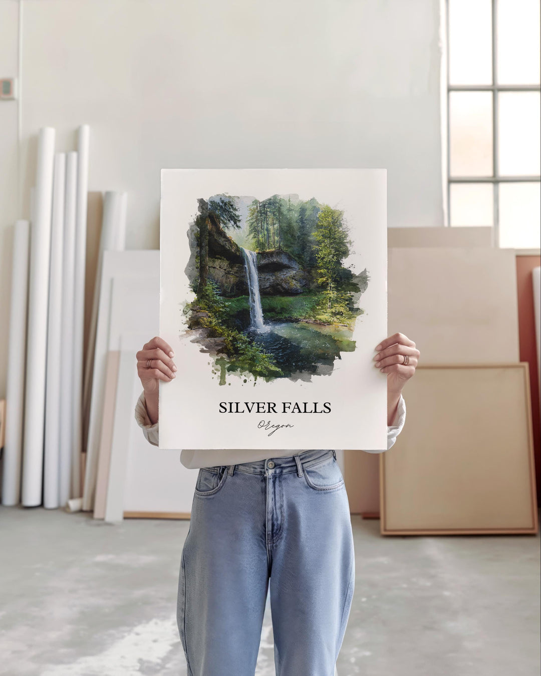 Silver Falls, Oregon, USA – Watercolor Art Print