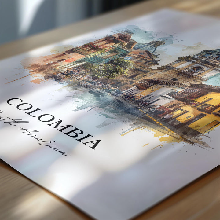 Colombia Wall Art, Colombia Print, Colombia Watercolor Art, Colombia Country Gift, Travel Print, Travel Poster, Housewarming Gift