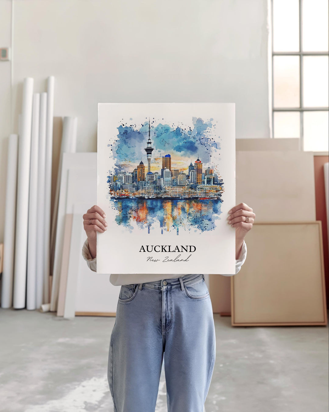 Auckland Wall Art, Auckland NZ Print, New Zealand Watercolor Art, Auckland Gift, Travel Print, Travel Poster, Housewarming Gift