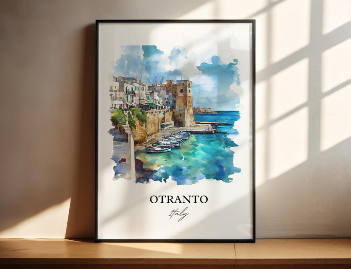 Otranto Wall Art, Apulia Region Print, Italy Watercolor Art, Otranto Italy Gift, Travel Print, Travel Poster, Housewarming Gift
