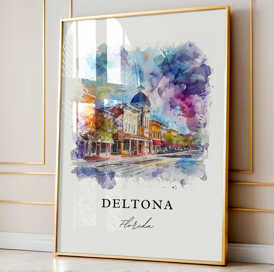 Deltona FL Wall Art, Deltona Print, Volusia County Watercolor Art, Deltona Florida Gift, Travel Poster, Housewarming Gift