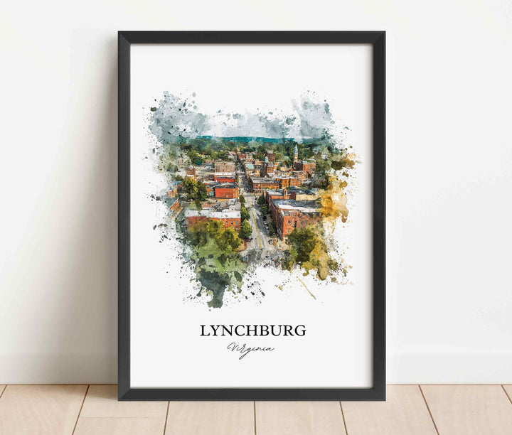 Lynchburg, Virginia, USA – Watercolor Art Print Blue Ridge Mountains