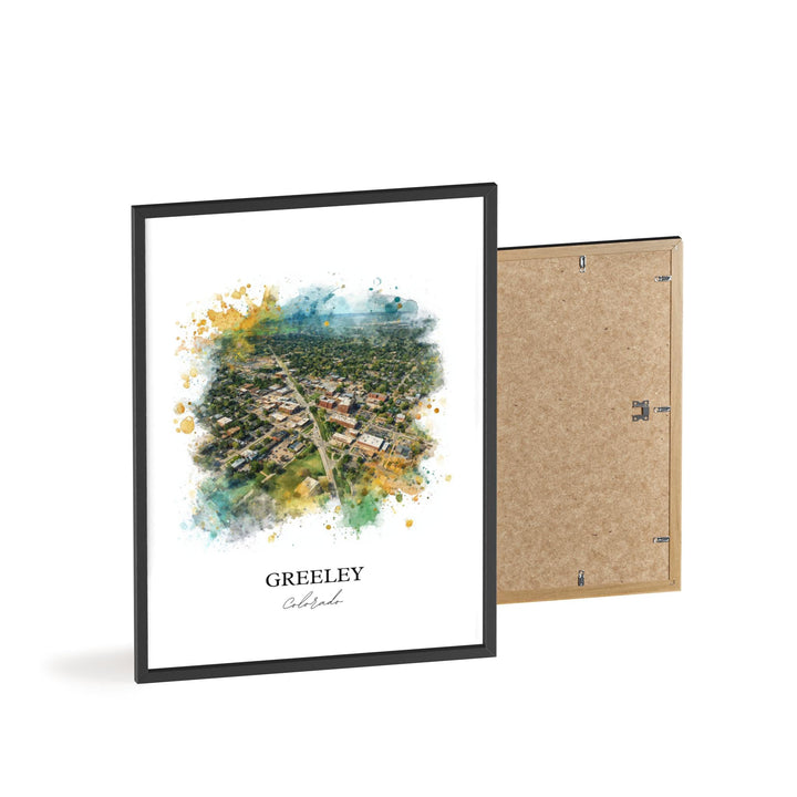 Greeley, Colorado Wall Art, Greeley Print, Greeley Watercolor Art, Weld County Gift, Travel Print, Travel Poster, Housewarming Gift