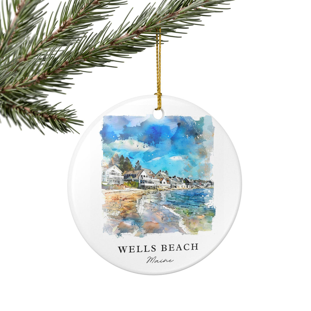Wells Beach Ornament: Unique Wells Beach Maine Souvenir, Maine Xmas Decor, and Authentic Wells Beach ME Gift