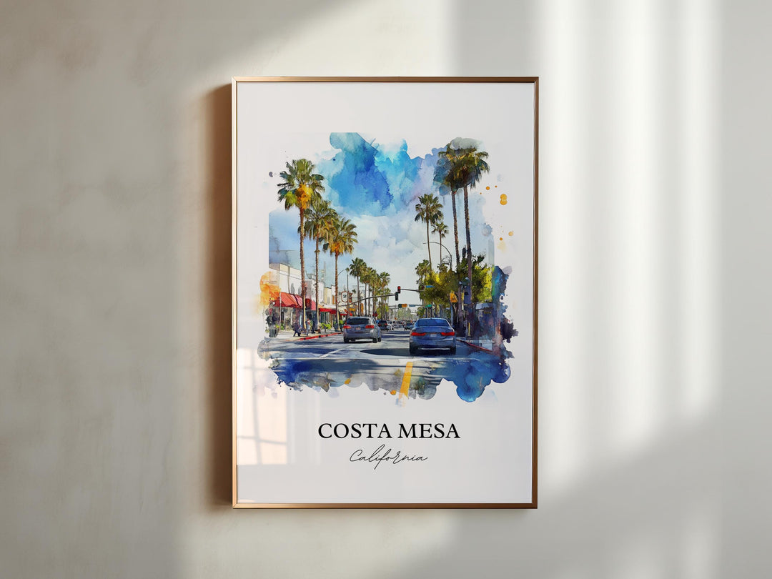 Costa Mesa Wall Art, Orange County Print, Costa Mesa Watercolor Art, Costa Mesa Gift, Travel Print, Travel Poster, Housewarming Gift