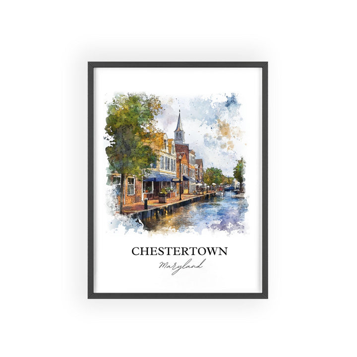 Chestertown MD Wall Art, Kent County Print, Maryland Watercolor Art, Chestertown Gift, Travel Print, Travel Poster, Housewarming Gift