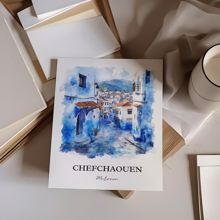 Chefchaouen, Morocco – Watercolor Art Print