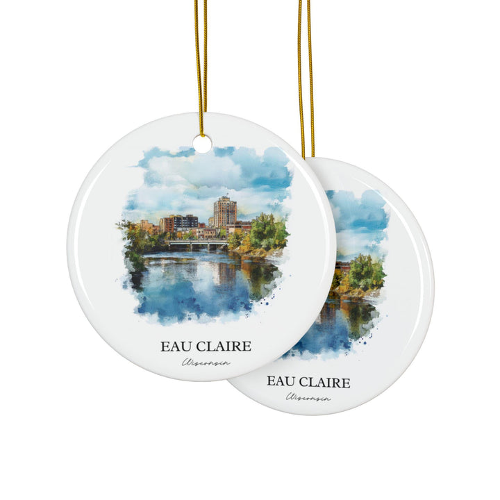 Eau Claire Ornament: Unique Eau Claire Souvenir, Wisconsin Xmas Decor, and Authentic Eau Claire WI Gift