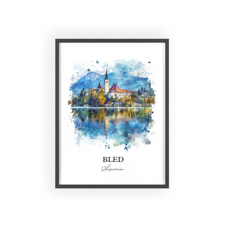 Bled Slovenia Wall Art, Lake Bled Print, Slovenia Watercolor Art, Bled Slovenia Gift, Travel Print, Travel Poster, Housewarming Gift