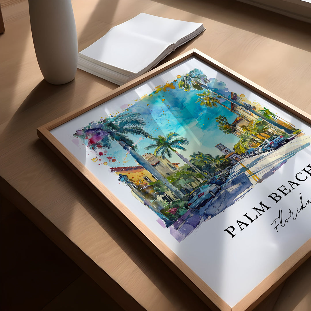 Palm Beach FL Wall Art, Palm Beach Print, Palm Beach FL Watercolor, Palm Beach Gift, Travel Poster, Housewarming Gift