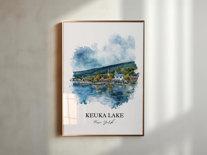 Keuka Lake Wall Art, Finger Lakes Print, Cayuga Lake NY Watercolor Art, Keuka Lake Gift, Travel Print, Travel Poster, Housewarming Gift