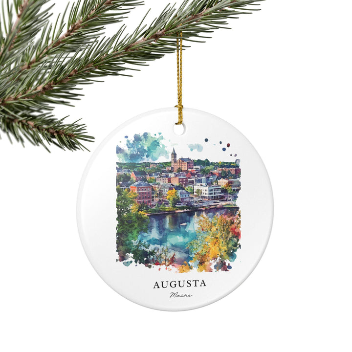 Augusta Maine Ornament: Unique Augusta ME Souvenir, Augusta Maine Xmas Decor, and Authentic Maine Gift