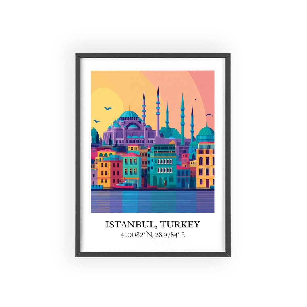 Istanbul Art, Istanbul Retro Travel Art, Istanbul Turkey Decor, Turkey Gift, Turkey Travel Art, Istanbul Turkey Print, Housewarming Gift