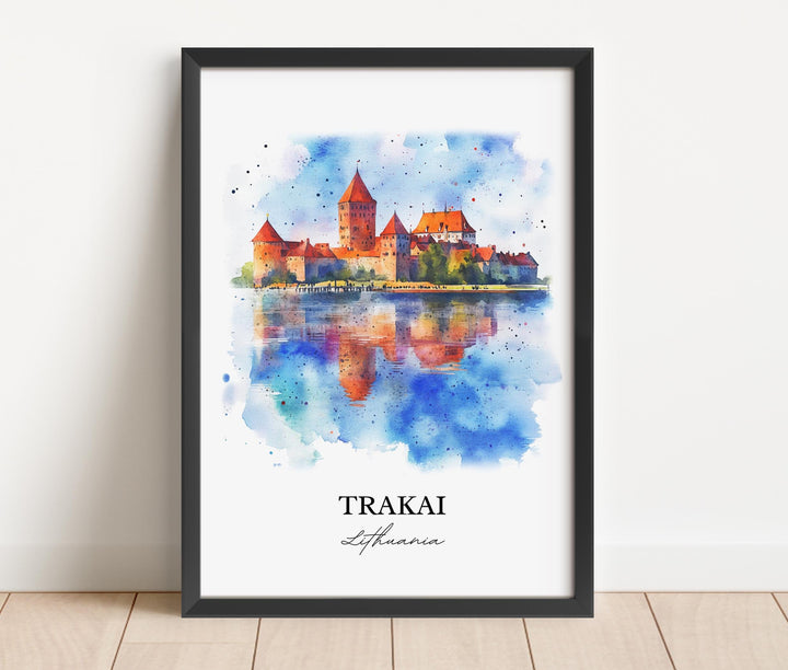 Trakai Lithuania Wall Art, Trakai Castle Print, Lithuania Watercolor Art, Trakai Gift, Travel Print, Travel Poster, Housewarming Gift