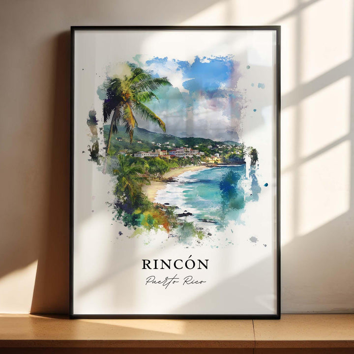 Rincón Wall Art, Rincón PR Print, Puerto Rico Watercolor Art, Rincon Puerto Rico Gift,