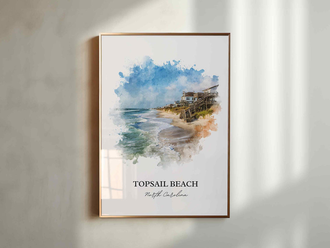 Topsail Beach, NC – Watercolor Art Print