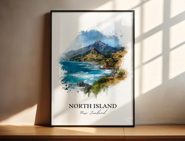 North Island, New Zealand – Watercolor Art Print