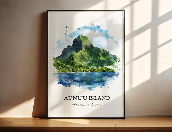Aunu'u Island Wall Art, Tutuila Island Print, American Samoa Watercolor, Aunu'u Island Gift, Travel Print, Travel Poster, Housewarming Gift