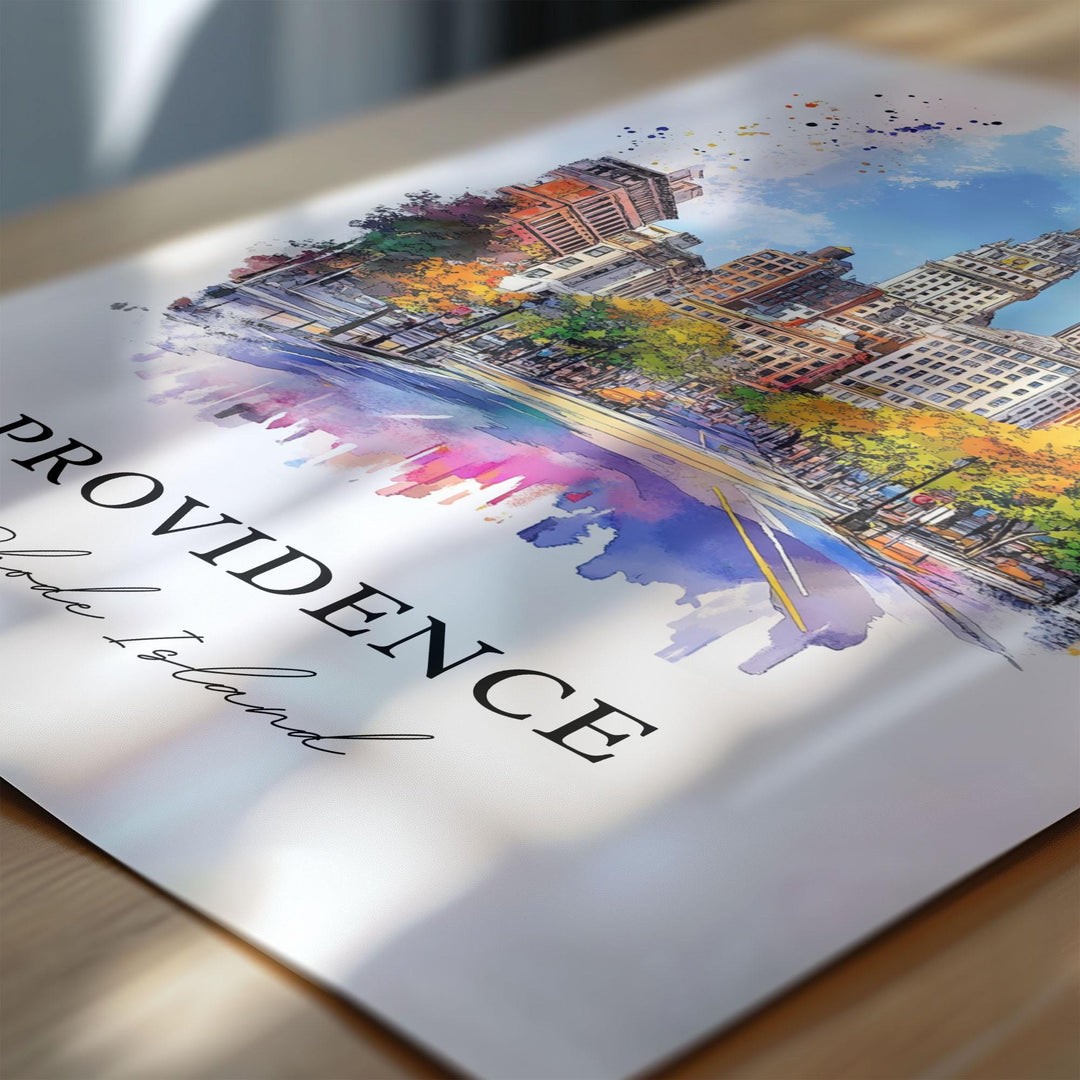 Providence RI Wall Art, Providence Print, Rhode Island Watercolor Art, Providence Gift, Travel Print, Travel Poster, Housewarming Gift