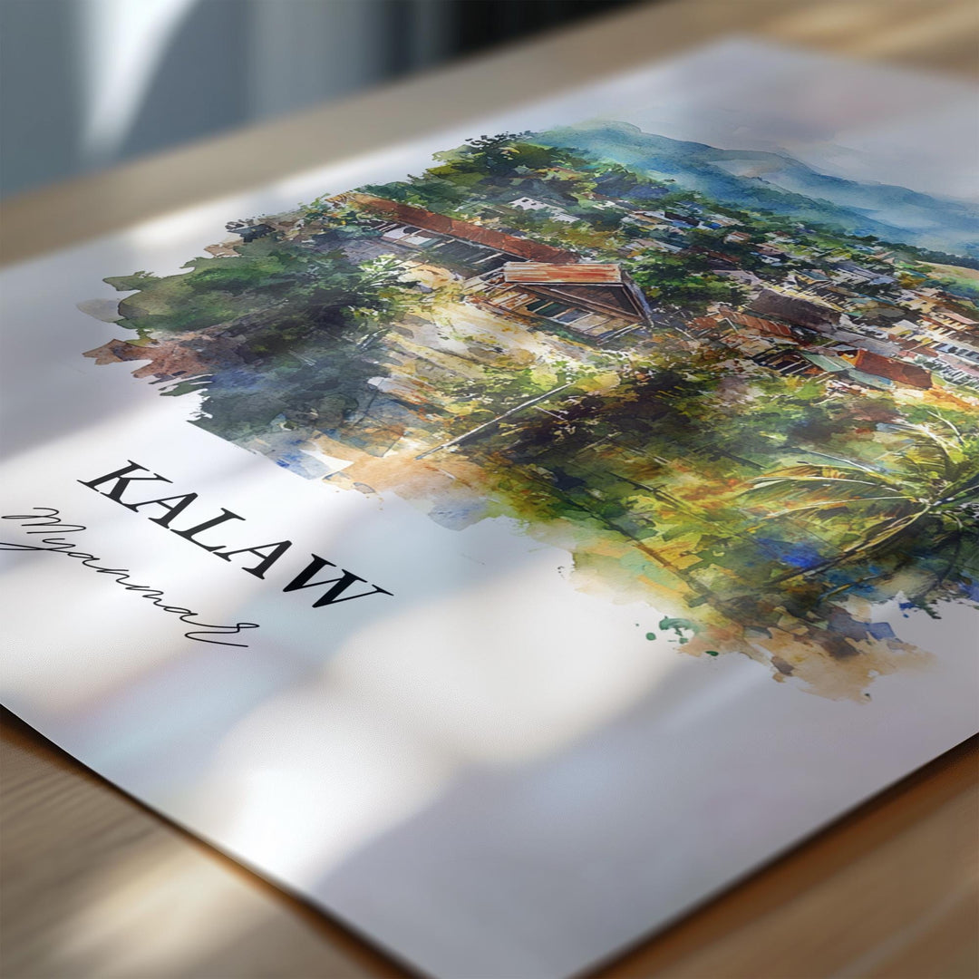 Kalaw Wall Art, Shan State Myanmar Print, Myanmar Watercolor Art, Kalaw Gift, Travel Print, Travel Poster, Housewarming Gift