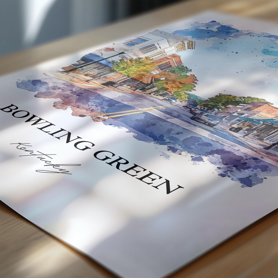 Bowling Green Wall Art, Bowling Green KY Print, Warren County Artwork, Bowling Green KY Gift, Travel Print, Travel Poster, Housewarming Gift