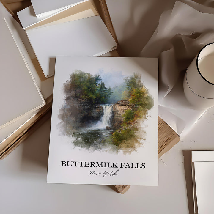 Buttermilk Falls Wall Art, Ithaca NY Print, Tompkins County Artwork, Buttermilk Falls Gift, Travel Print, Travel Poster, Housewarming Gift