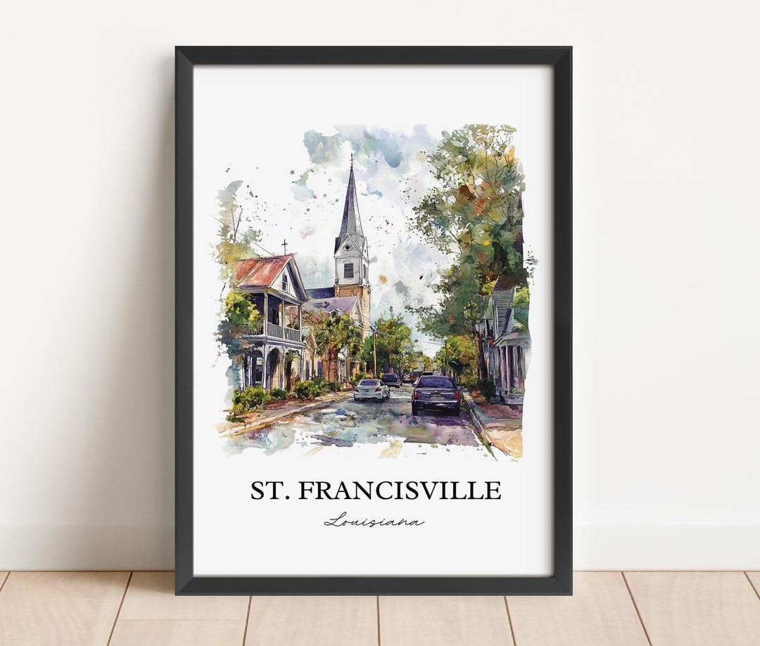 St. Francisville Wall Art, Baton Rouge Print, Louisiana Watercolor, St. Francisville LA Gift, Travel Print, Travel Poster, Housewarming Gift