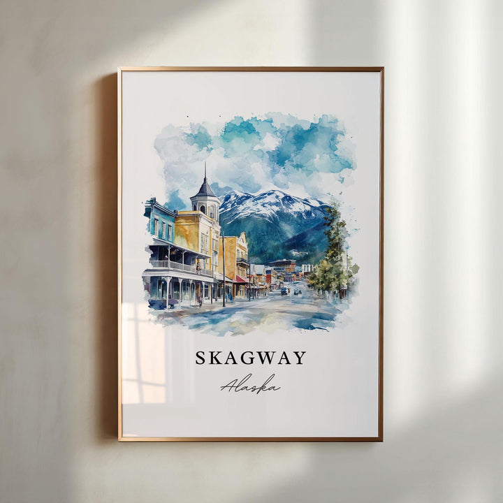 Skagway Alaska Wall Art, Skagway Print, Skagway Town Watercolor Art, Inside Passage AK Gift,