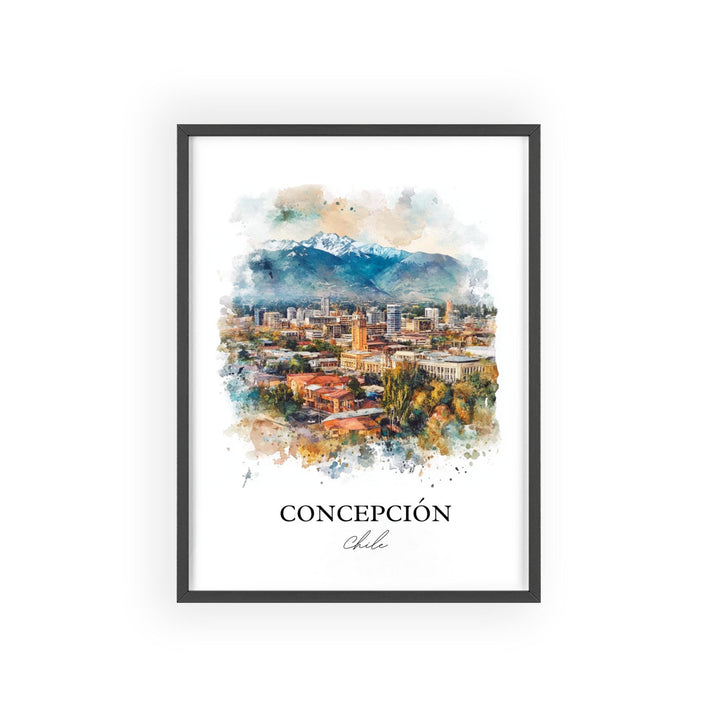 Concepción Chile Wall Art, Chile Travel Print, Chile Watercolor Art, Concepción Gift, Travel Print, Travel Poster, Housewarming Gift