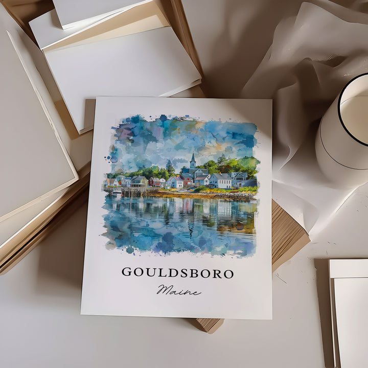 Gouldsboro, ME, Maine – Watercolor Art Print