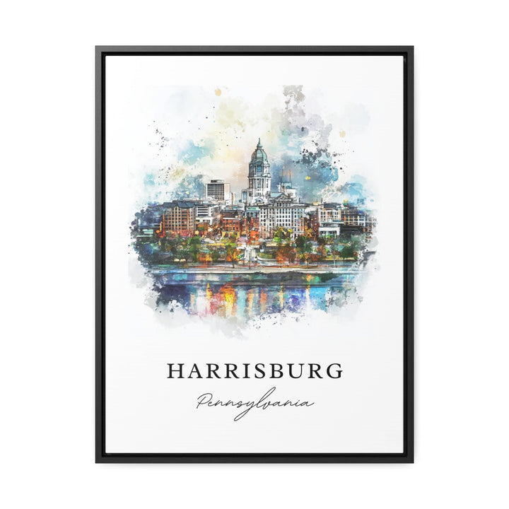Harrisburg PA Art, Harrisburg Print, Harrisburg Watercolor Art, Harrisburg Pennsylvania Gift, Travel Poster, Housewarming Gift