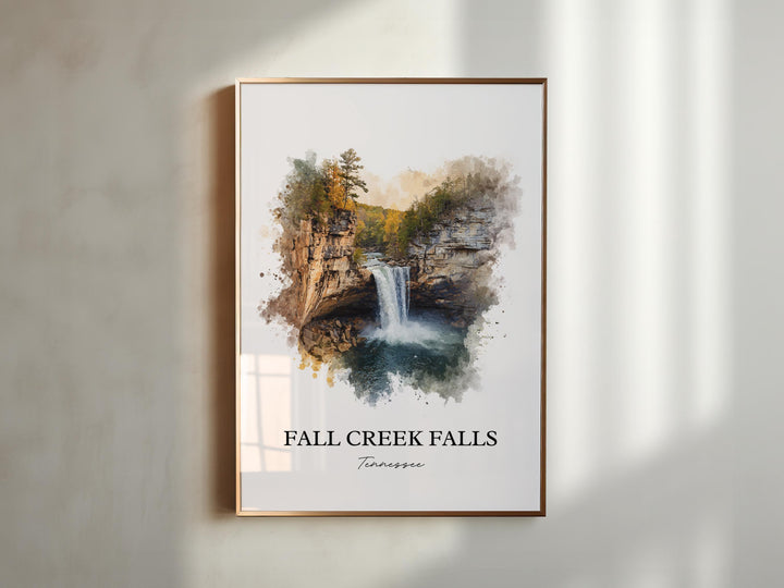 Fall Creek Falls Wall Art, Spencer TN Print, Tennessee Watercolor Art, Fall Creek Falls Gift, Travel Print, Travel Poster, Housewarming Gift