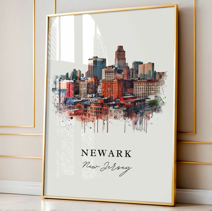 Newark traditional travel art - New Jersey, Newark print, Wedding gift, Birthday present, Custom Text, Perfect Gift