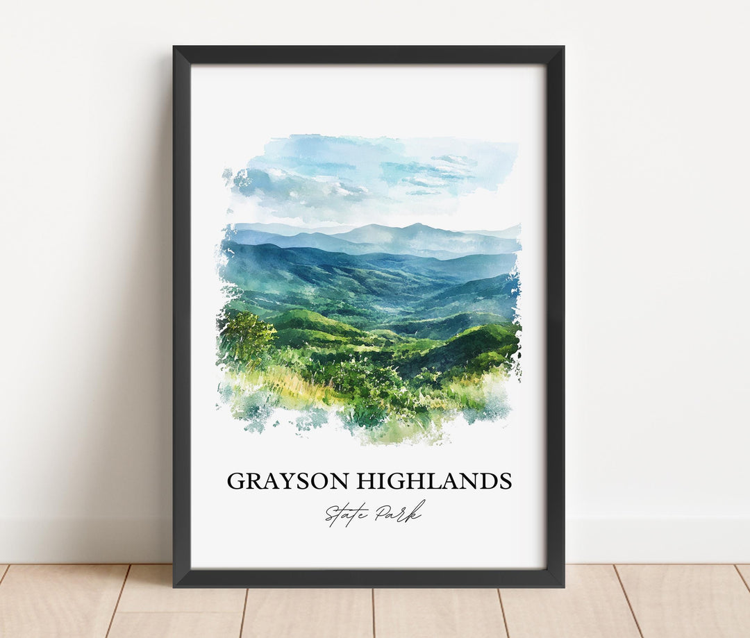 Grayson Highlands Art, Mouth of Wilson Print, Virginia Watercolor, Grayson Highlands VA Gift, Travel Print, Travel Poster, Housewarming Gift