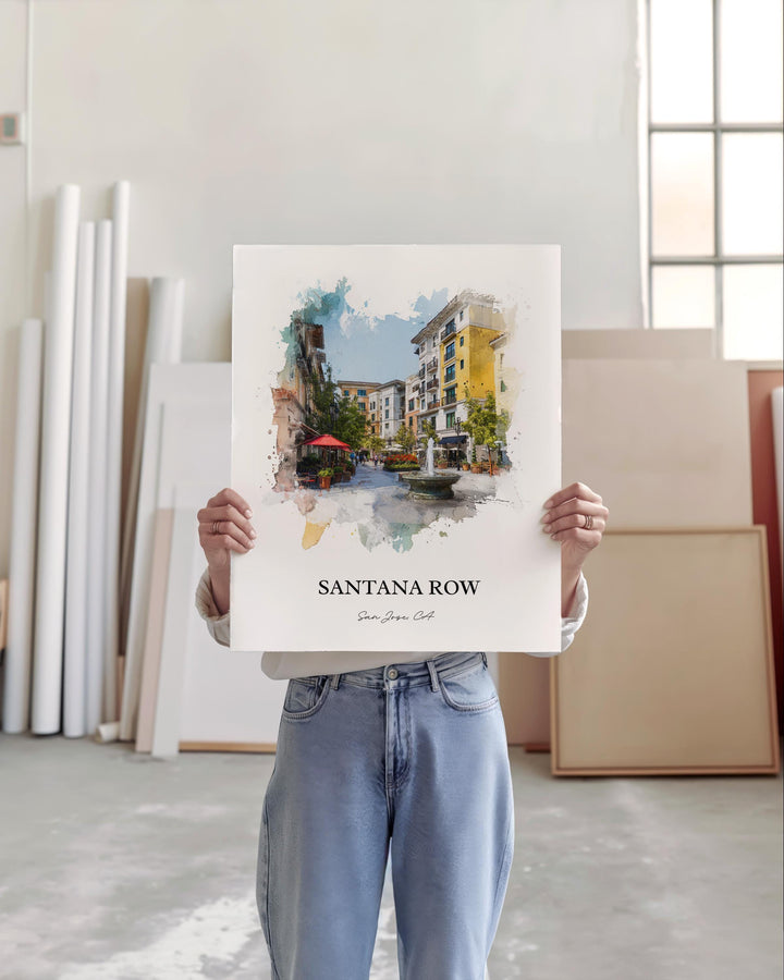 Santana Row, California – Watercolor Art Print