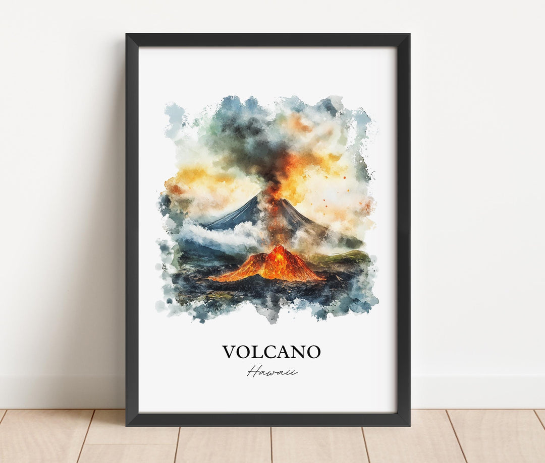 Volcano Village Hawaii Art, Hawaii County Print, Hawaii Watercolor Art, Volcano Hawaii Gift, Travel Print, Travel Poster, Housewarming Gift